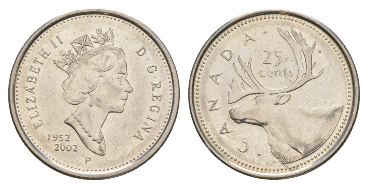 Канада 25 центов 2002 День Канады KM 448 сталь плакированная никелем 4631-712