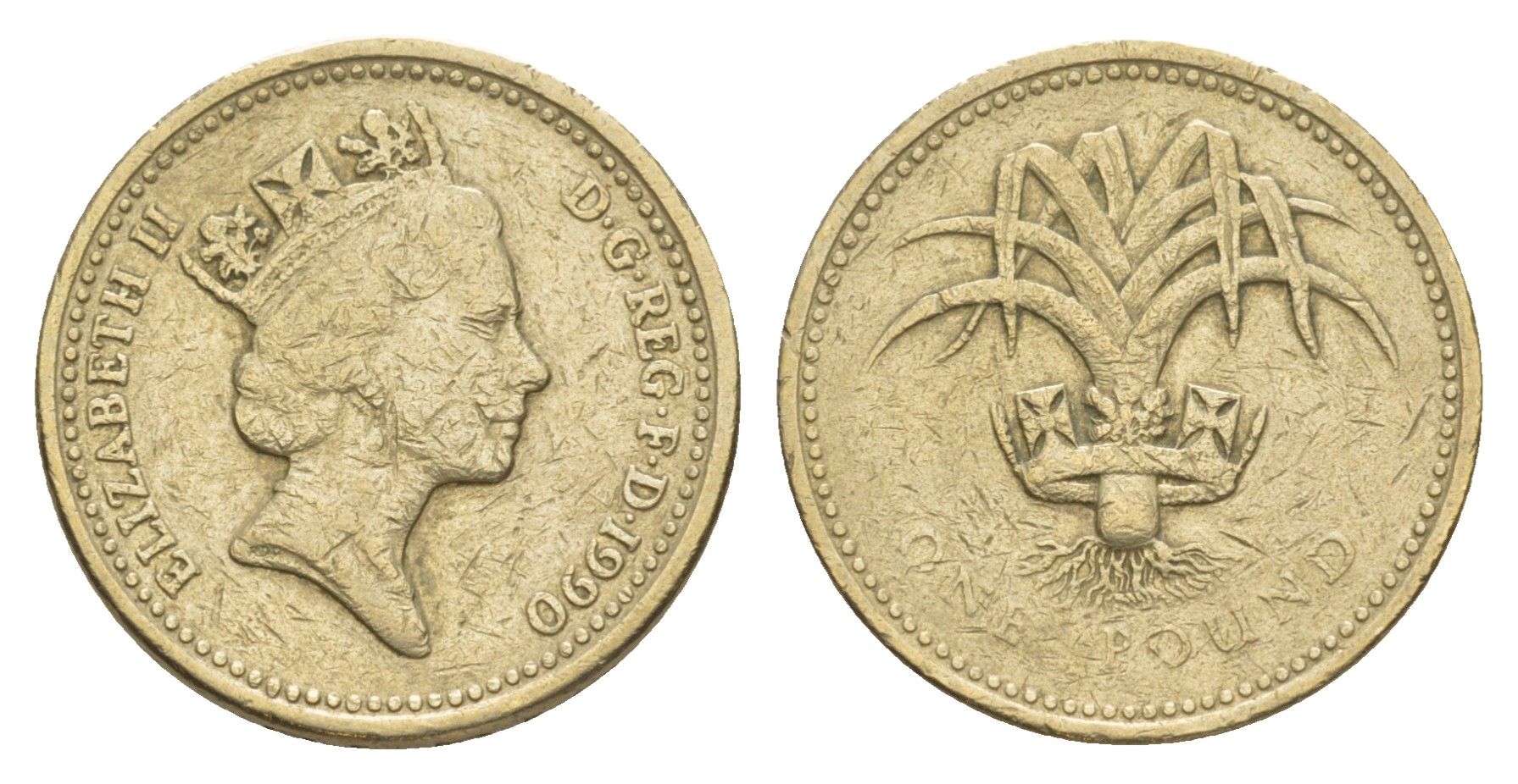 Великобритания 1 фунт 1990 Елизавета II (1952-2022) KM 941, Spink 4331 никель латунь 4638-745