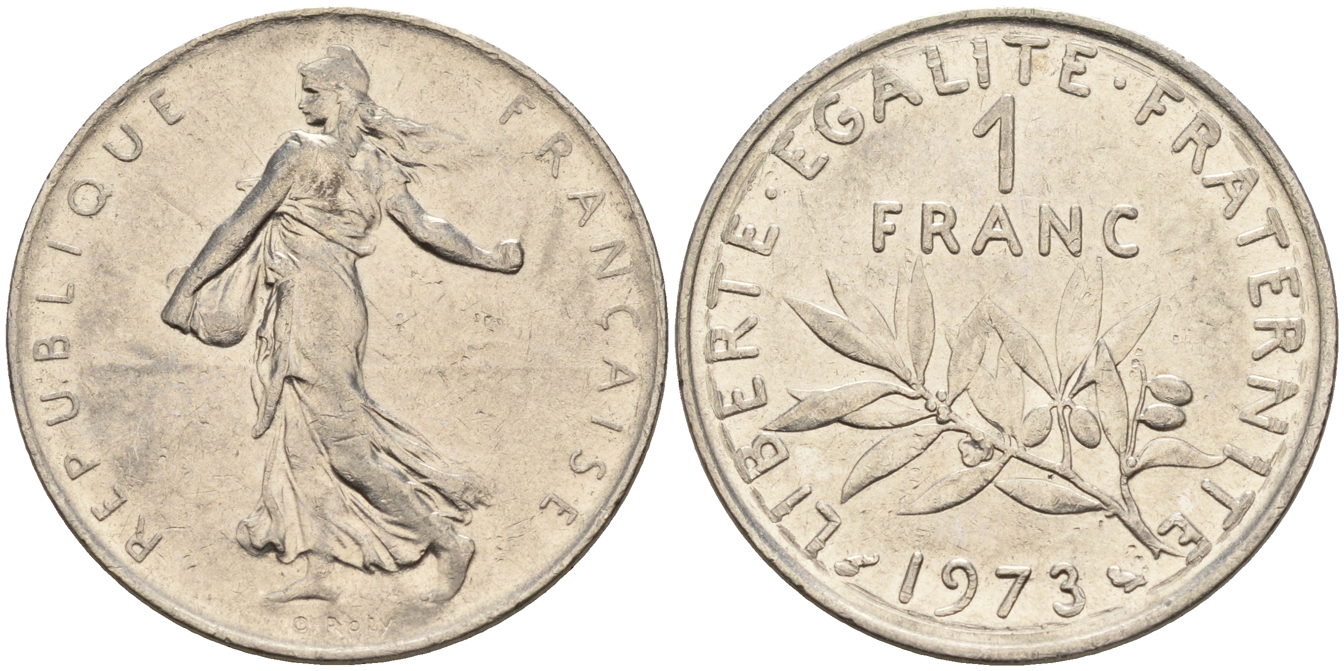 Франция 1 франк 1973 сеятель KM 925.1 никель      4603-124