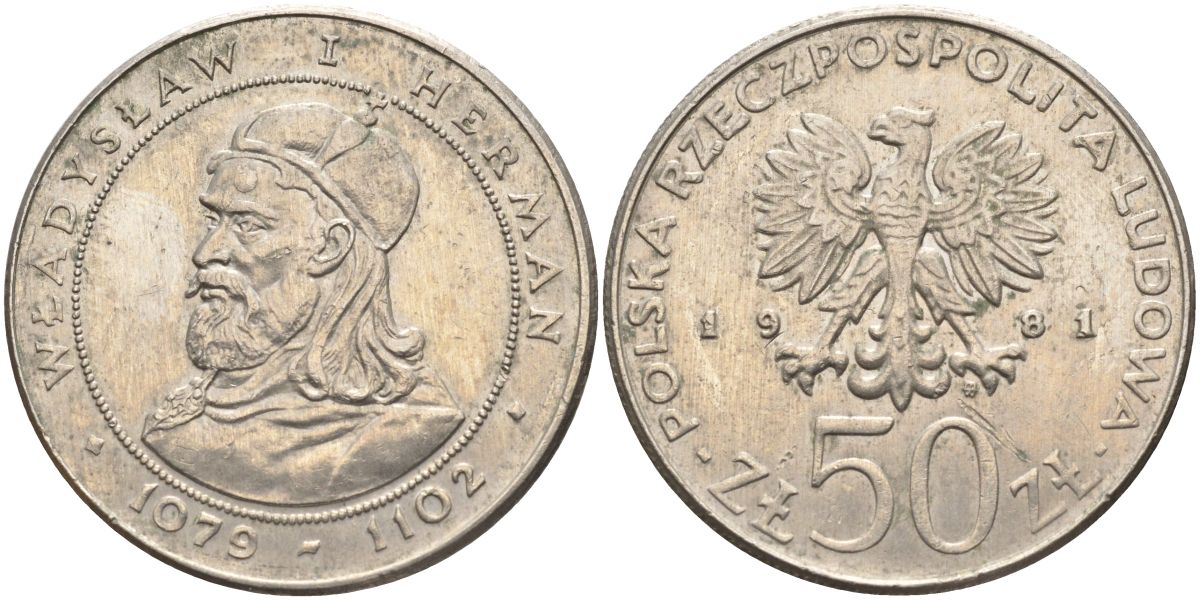 Польша 50 злотых 1981 князь Владислав I Герман Y 128 медно-никель 4565-1212
