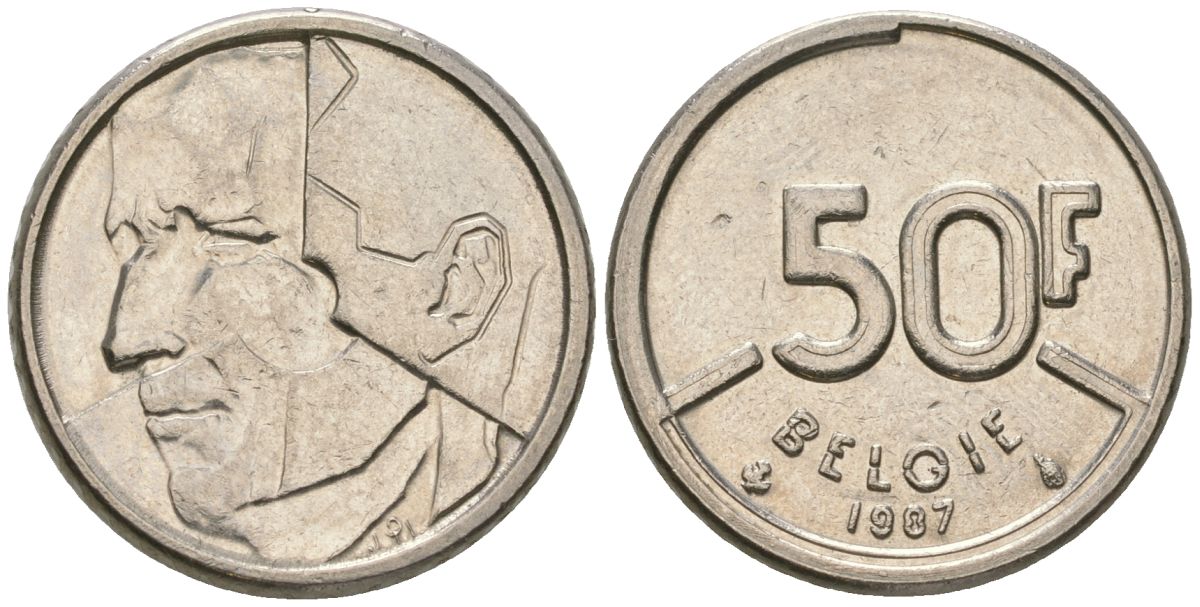 Бельгия 50 франков 1987 BELGIE, Бодуэн I (1951-1993) KM 169 никель 4561-1124