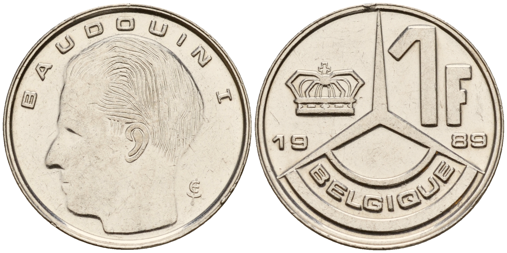 Бельгия 1 франк 1997 Belgique, Альберт II (1993-2013) KM 170 железо плакированное никелем    4598-119