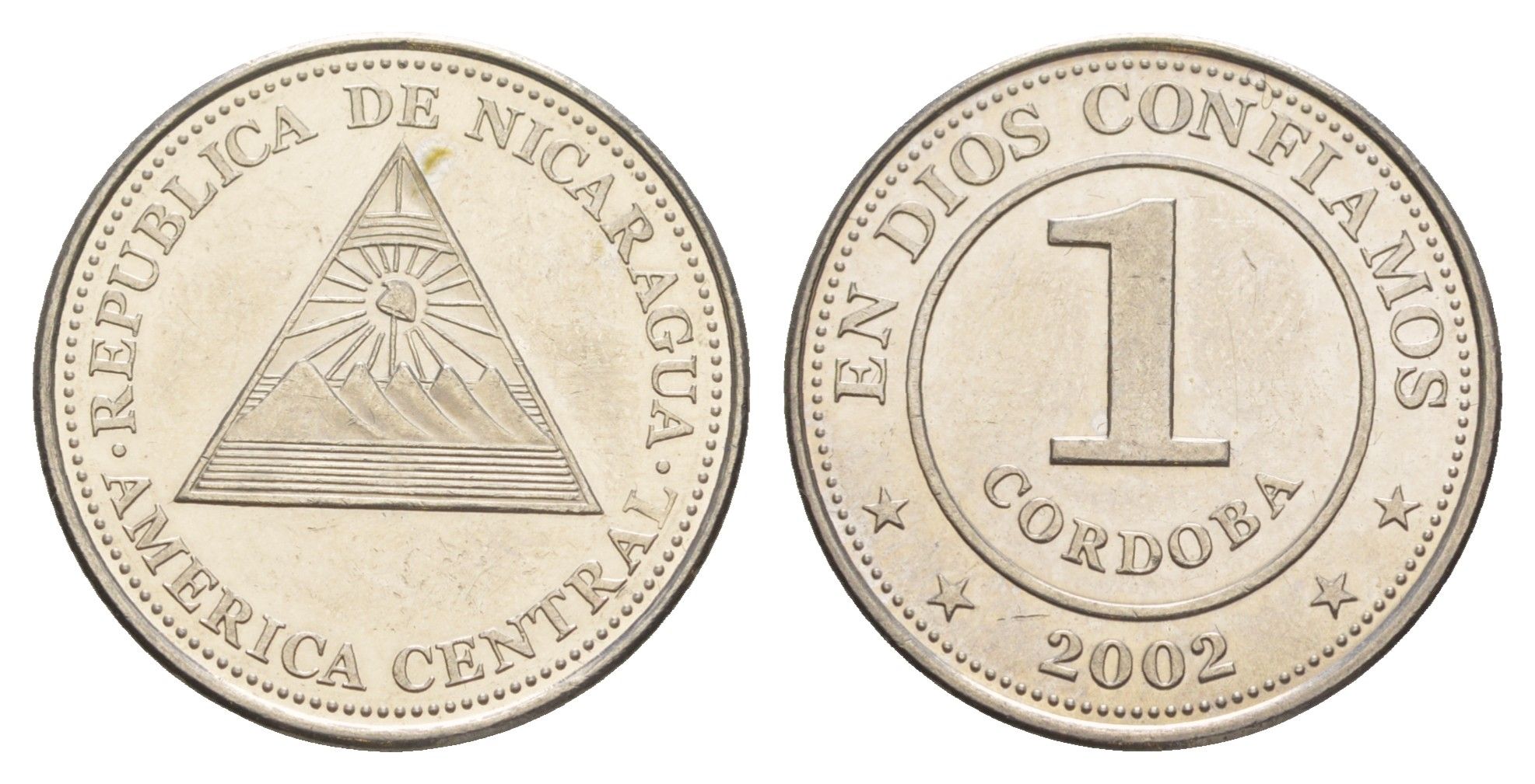 Никарагуа 1 кордоба 2002 KM 101 сталь плакированная никелем UNC 4641-356