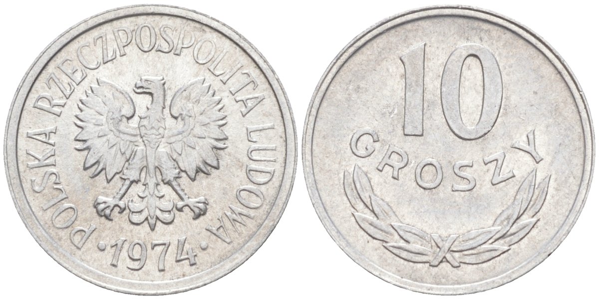 Польша 10 грошей 1974 Кремница KM АА47 алюминий 187-437