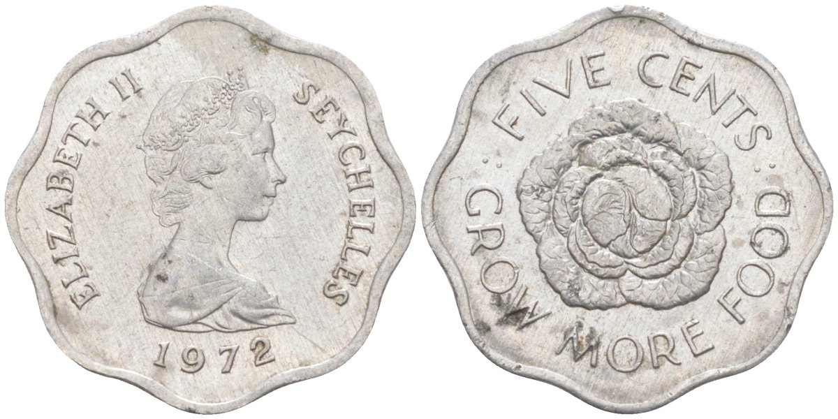 Сейшельские острова 5 центов 1972 FAO, цветок, Елизавета II KM 18 алюминий 187-323