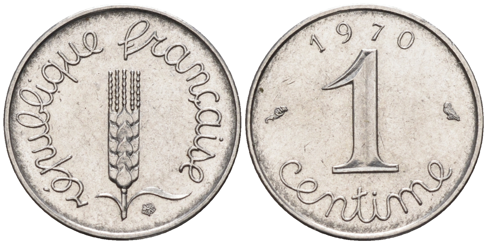 Франция 1 сантим 1970  KM 928 хромированная сталь    4169-432