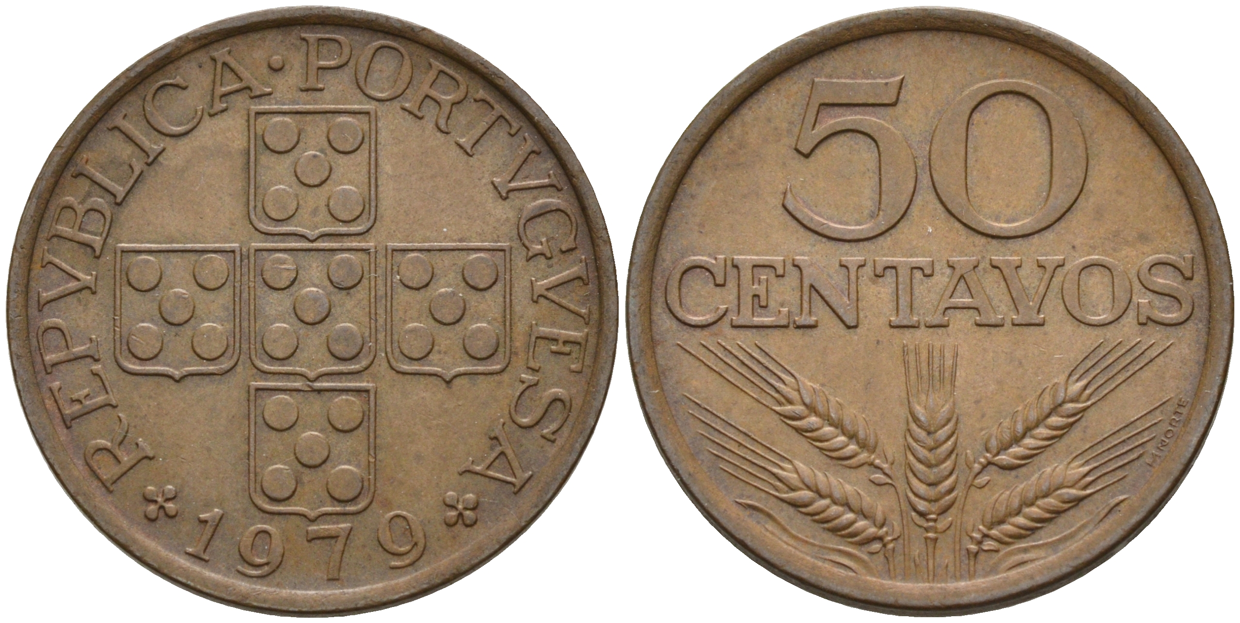 Португалия 50 сентаво 1970 KM 596 бронза 4589-436