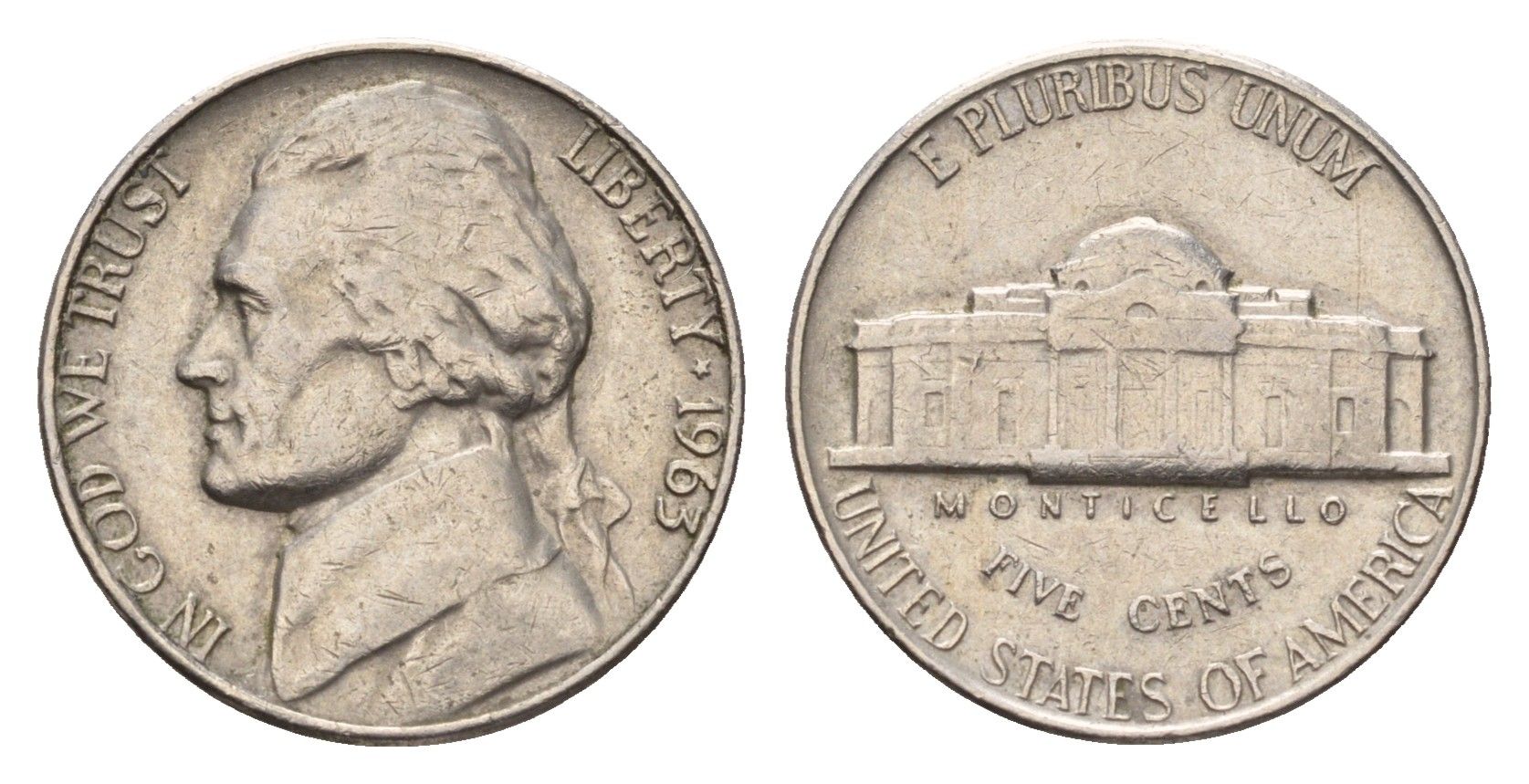 США 5 центов 1963 Джефферсон KM A192 медно-никель 4685-515