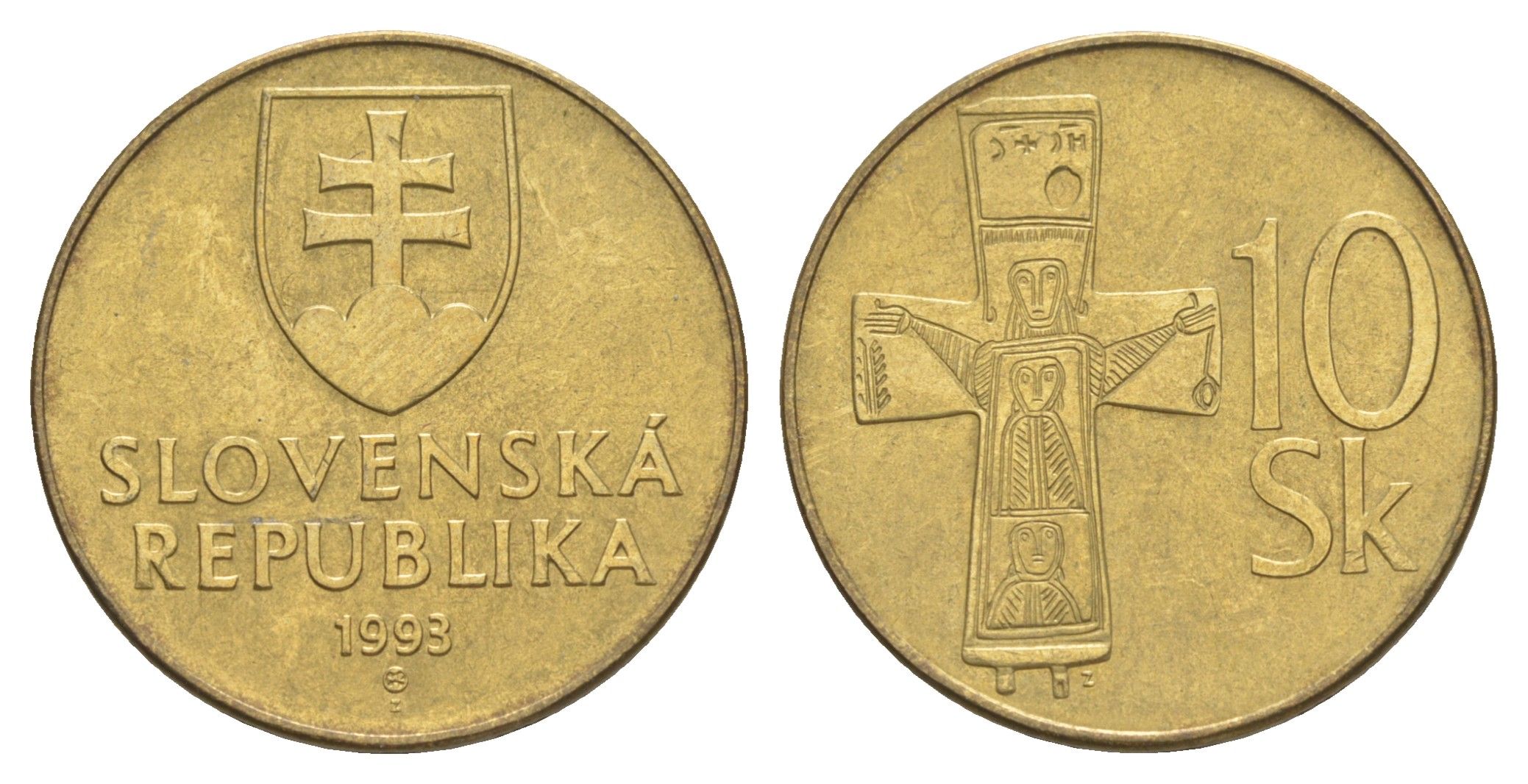 Словакия 10 крон 1993 MK KM 11.1 латунь aUNC 4563-731