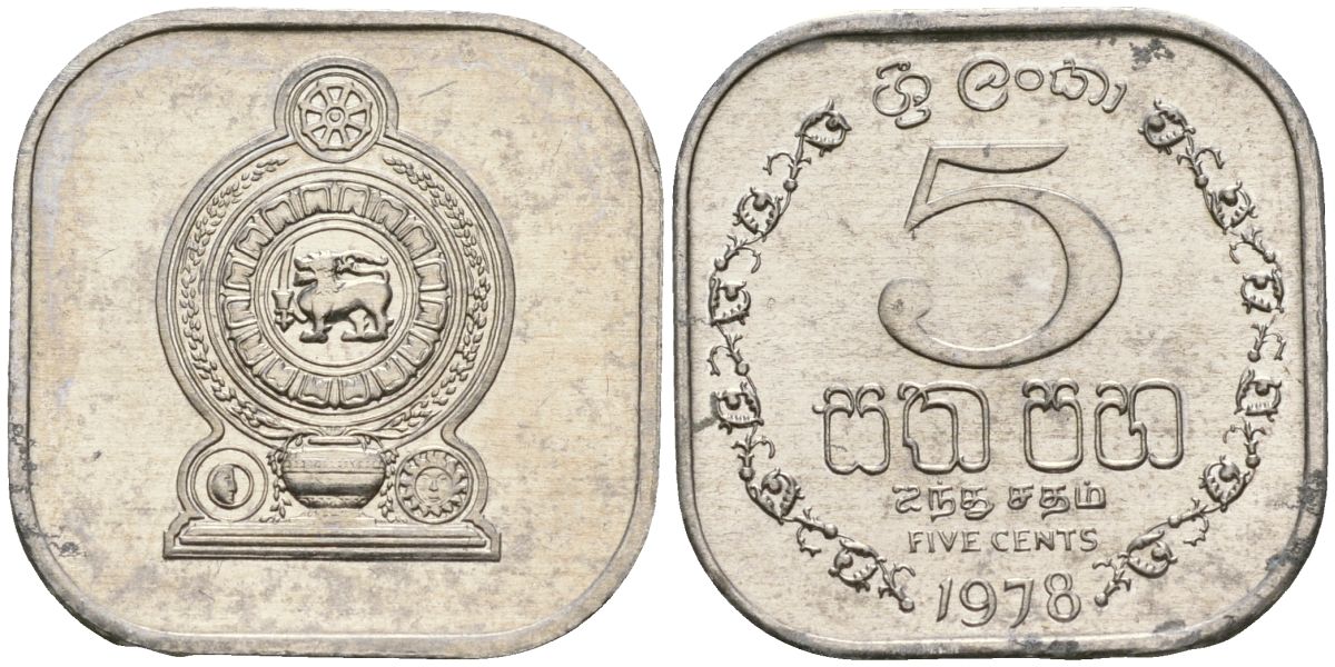 Шри-Ланка 5 центов 1978 KM 139a алюминий 4136-715