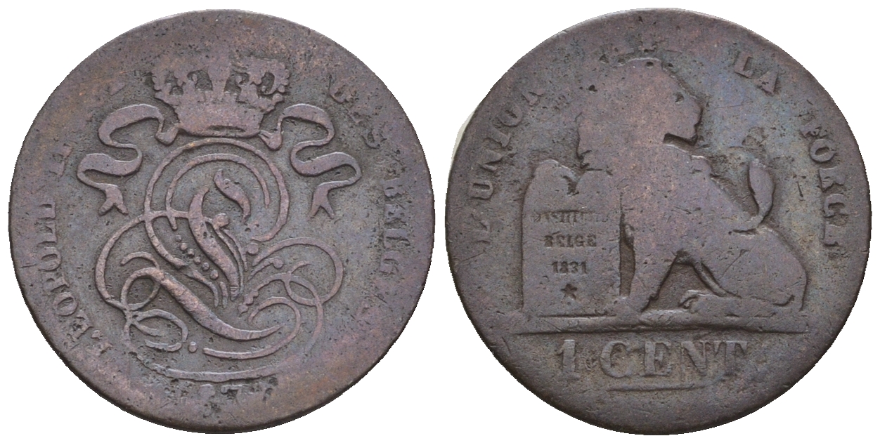 Бельгия 1 сантим 1873 Des Belges, Леопольд II (1865-1909) KM 33.1 медь 4609-559