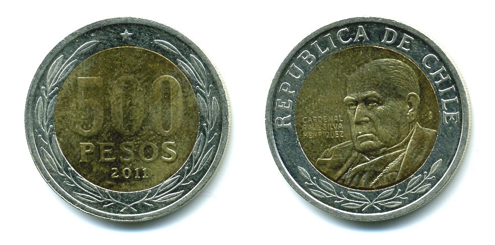 Чили 500 песо 2000 кардинал Рауль Сильва Энрикес (1907-1999) KM 235 биметалл 41-857