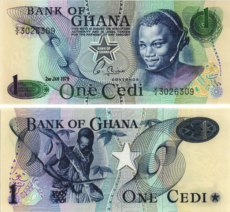Гана 1 седи 1976 сбор какао Pick 13 с бумага UNC (пресс) 8564-42-3-2