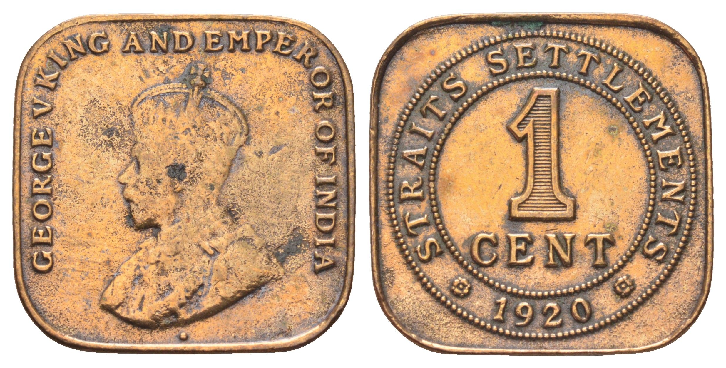 Стрейтс-Сетлментс (Стрейтс Сетлментс) 1 цент 1920 Георг V (1910-1936) KM 32 бронза 4697-1249