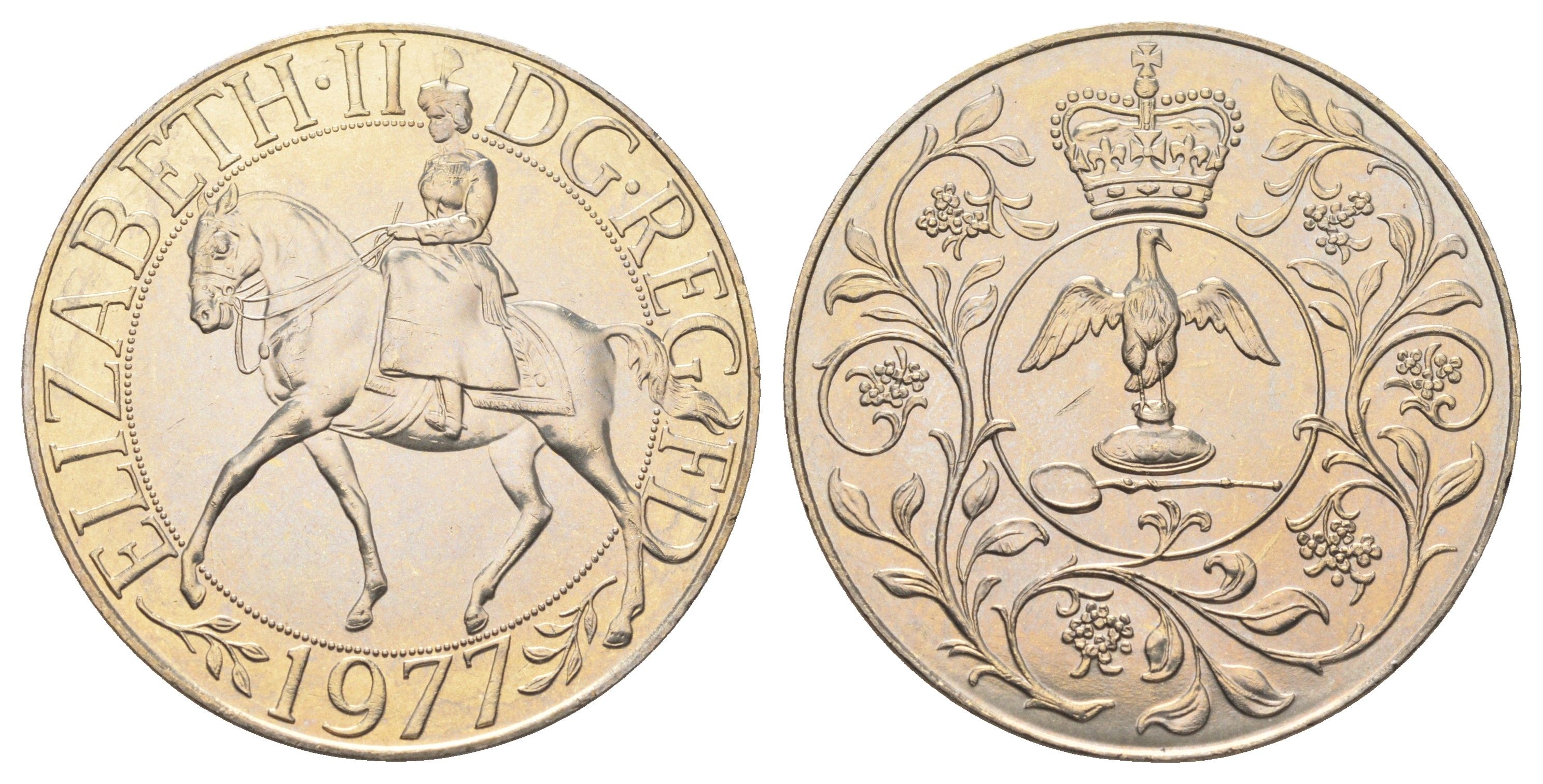Великобритания 25 пенсов 1977 25 лет со дня коронации Елизаветы, Елизавета II (1952-2022), в оригинальной упаковке KM 894, Spink 4136 медно-никель 3-4-6-17