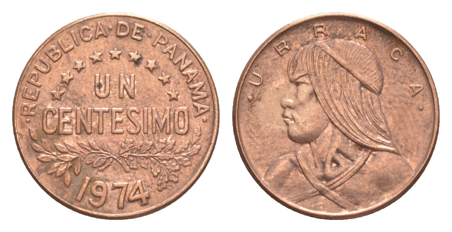 Панама 1 сентесимо 1974 Уррака KM 22 бронза aUNC 4643-1225