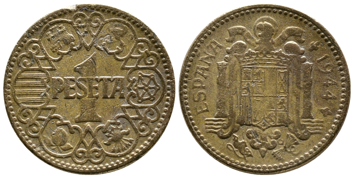 ИСПАНИЯ 1 ПЕСЕТА 1944 НАЦИОНАЛЬНОЕ ПРАВИТЕЛЬСТВО (1939-1947) KM 767 алюминиевая бронза 4385-1056