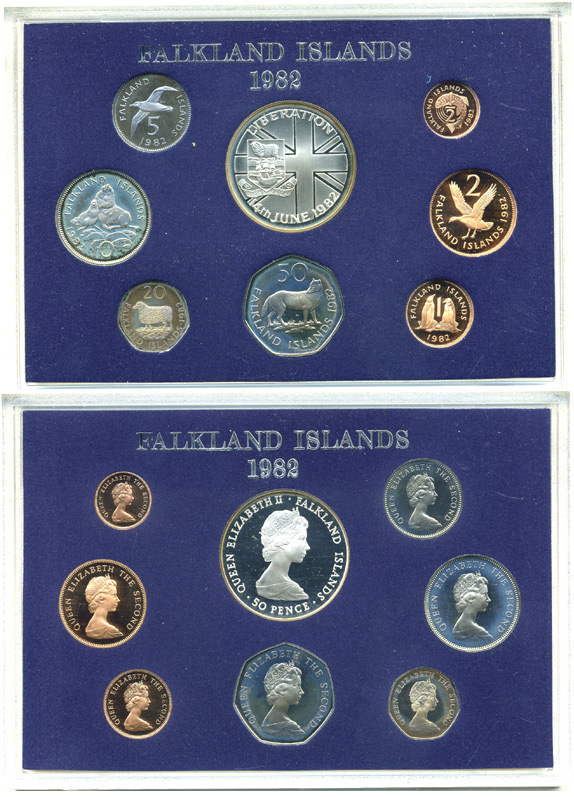 Фолклендские острова набор из 8 монет  1982 в оригинальной пластиковой упаковке, с сертификатом, тираж 5000 экземпляров KM PS 5   PROOF  00-00-00