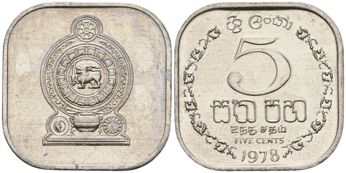 Шри-Ланка 5 центов 1978 KM 139a алюминий 4136-721