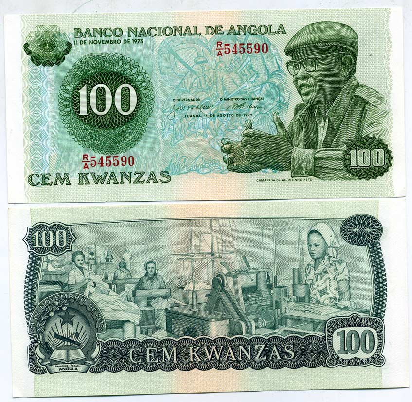 Ангола 100 кванза 1979 14 августа 1979, Антонио Агостиньо Нето Pick 115a бумага UNC (пресс) 448-3-1