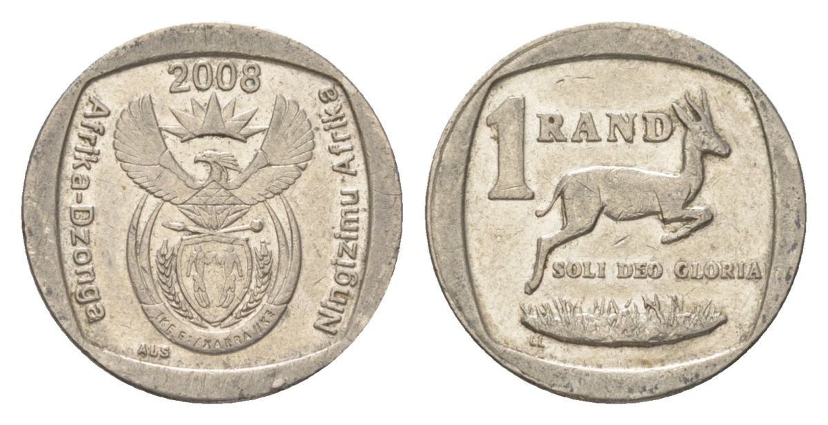 ЮАР 1 ранд 2008 KM 444 медь плакированная никелем 4627-528