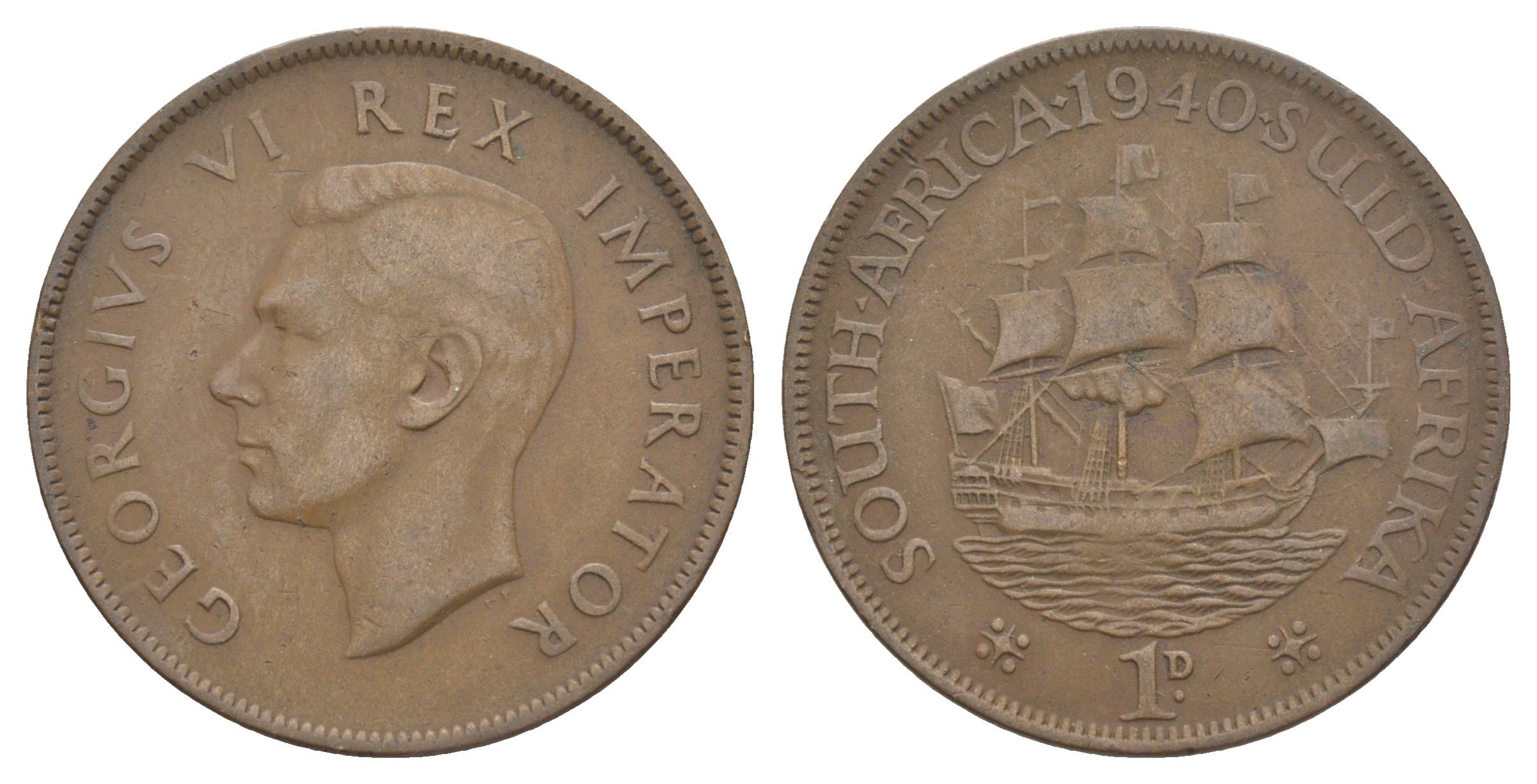 ЮАР 1 пенни 1940 Георг VI (1936-1952) KM 25 бронза 4645-836