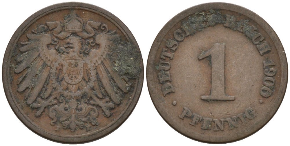 Германия 1 пфенниг 1900 E KM 10, J. 10 медь 4567-1146