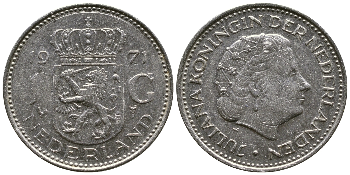 Нидерланды 1 гульден 1971 Юлиана (1948-1980) KM 184а никель 177-1047