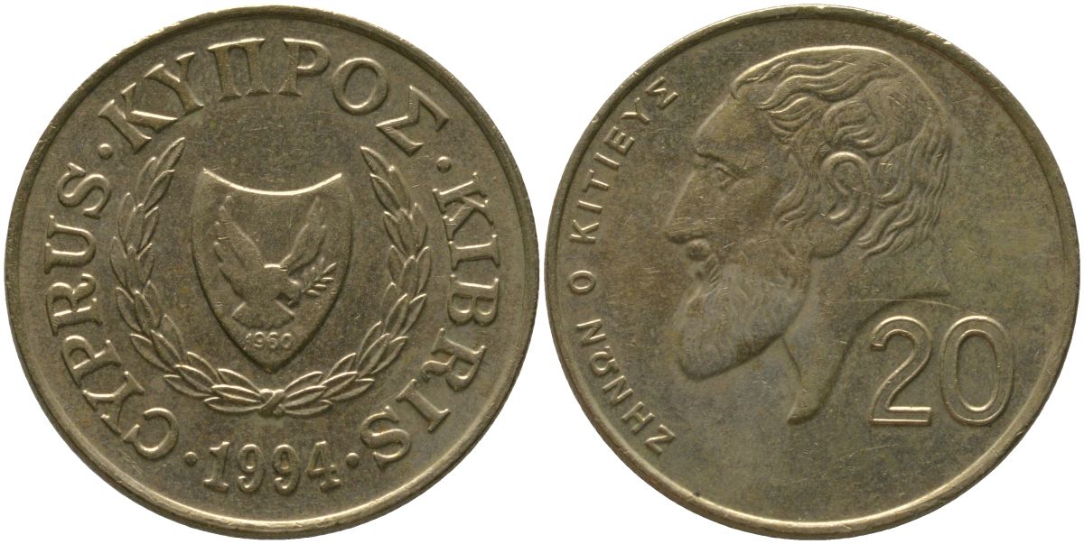 Кипр 20 центов 1994 KM 62.2 никель латунь 4402-327