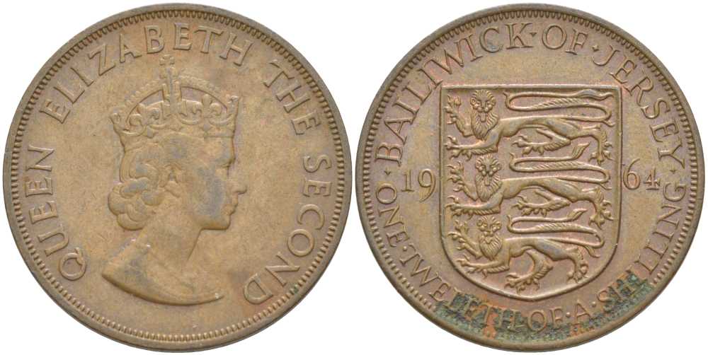 Джерси 1/12 шиллинга 1964 Елизавета II (1952-2022) KM 21 бронза 3996-514