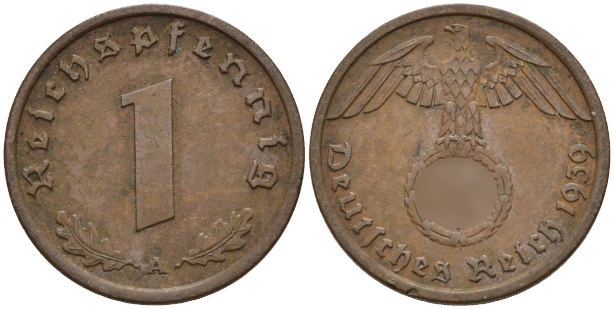 Германия 1 рейхспфенниг 1939 A KM 89, J. 361 бронза 4147-1151