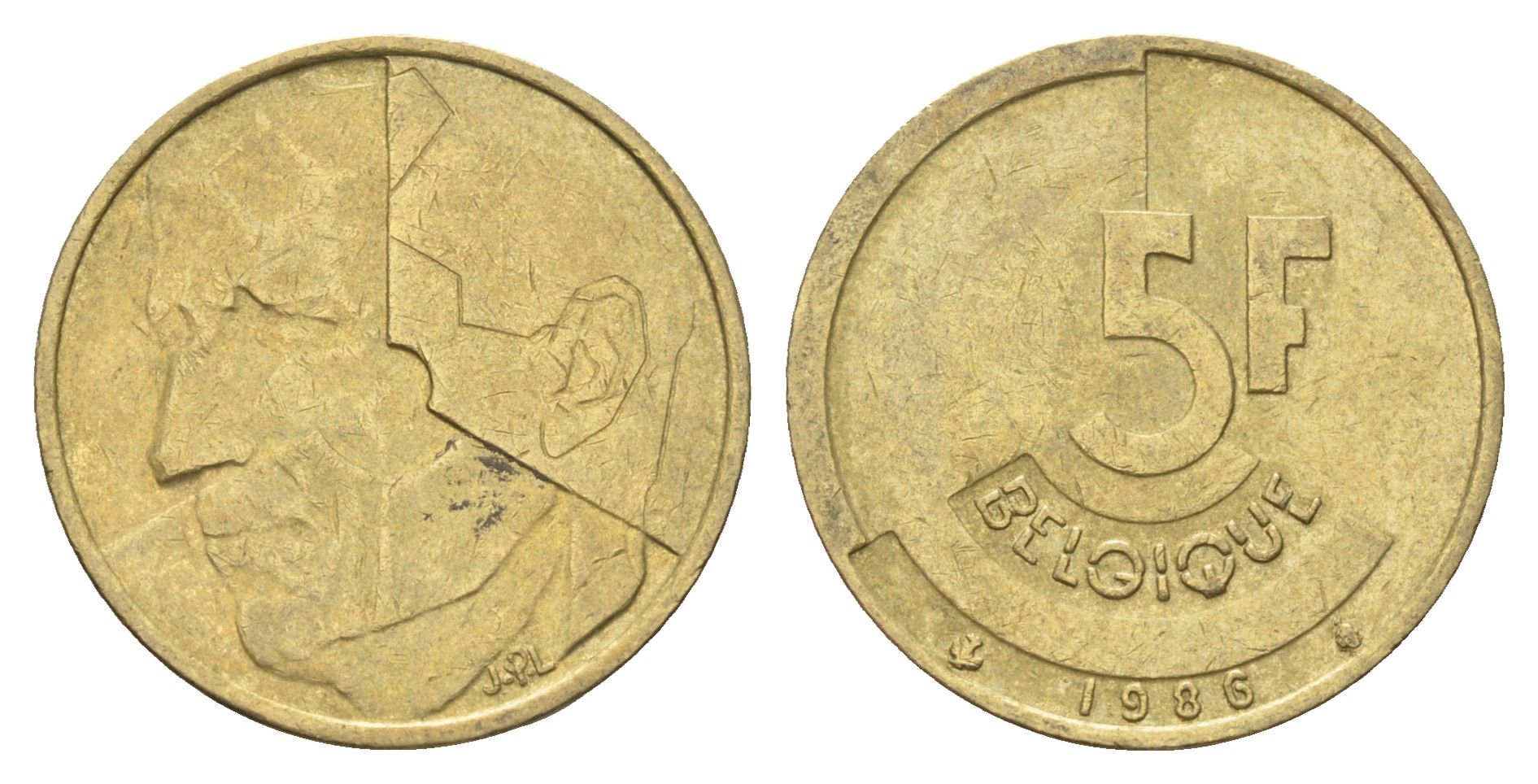 Бельгия 5 франков 1986 Belgique, Бодуэн I (1951-1993) KM 163 медь алюминий никель 4706-217