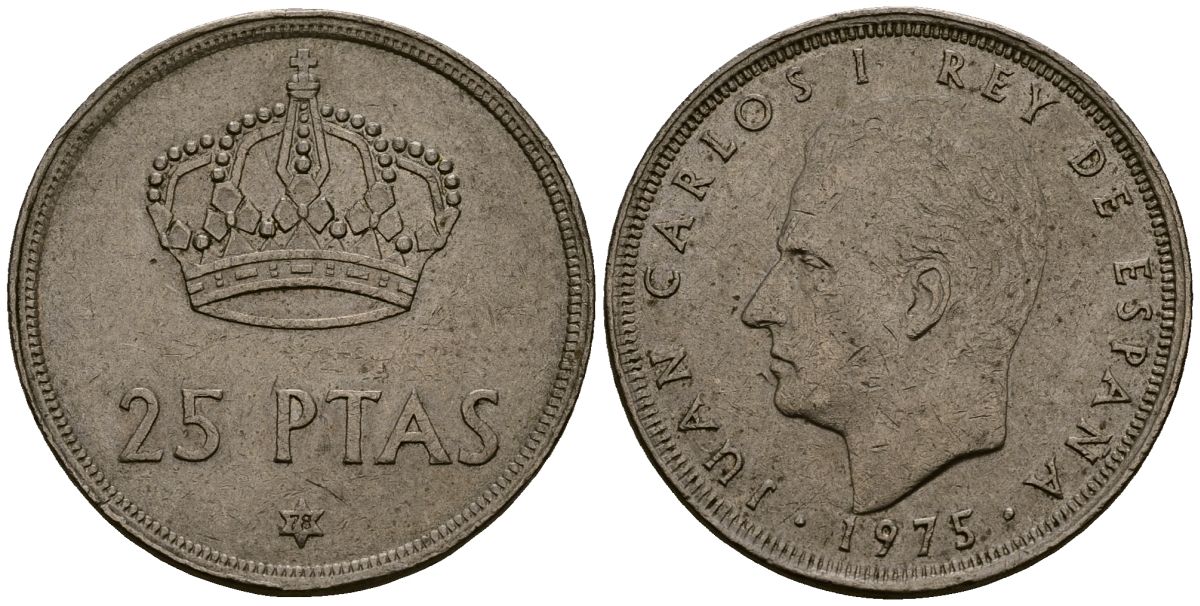 Испания 25 песет 1975 (78) Хуан Карлос I (1975-2014) KM 808 медно-никель 4165-1012