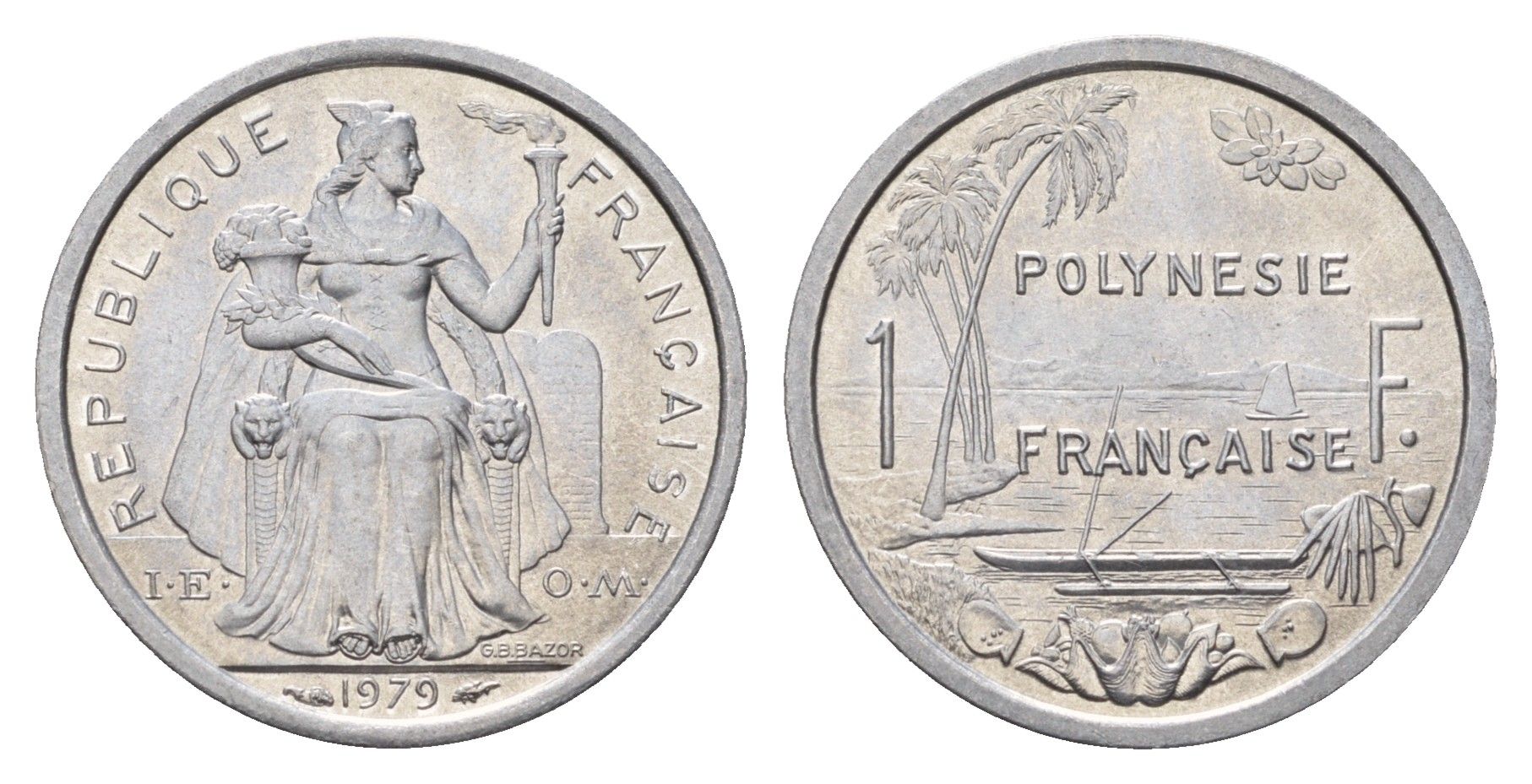 Французская Полинезия 1 франк 1979 KM 11 алюминий UNC 179-854