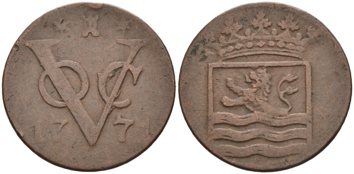 Нидерландская Восточная Индия, Зеландия (Zeeland) 1 дуит 1771 KM 152.2 медь 4577-127