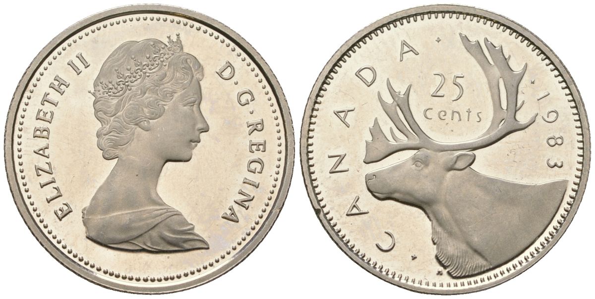 Канада 25 центов 1983 Елизавета II (1952-2022) KM 74 никель PROOF 4121-746