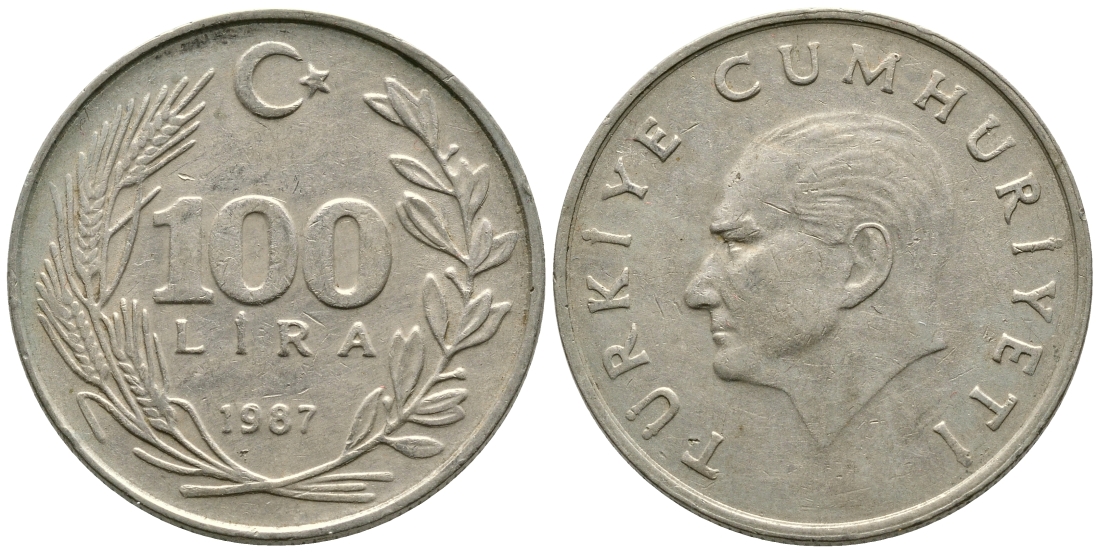ТУРЦИЯ 100 ЛИР 1987 KM 967 медь никель цинк 29-111