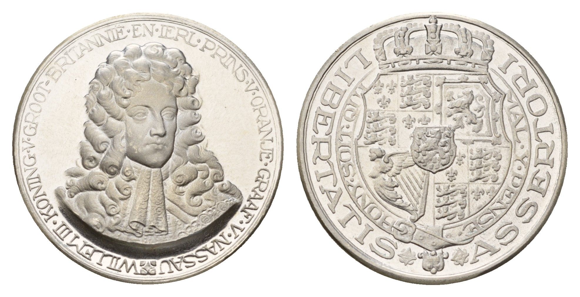 Нидерланды медаль из серии история Нидерландов - Вильгельм III Оранский - прниц (Штатгальтер) Нидерландов первая половина XX века Libertatis Assertori (защитник свободы), диаметр 25 мм, вес 5,6 гр серебро PROOF 4671-1047