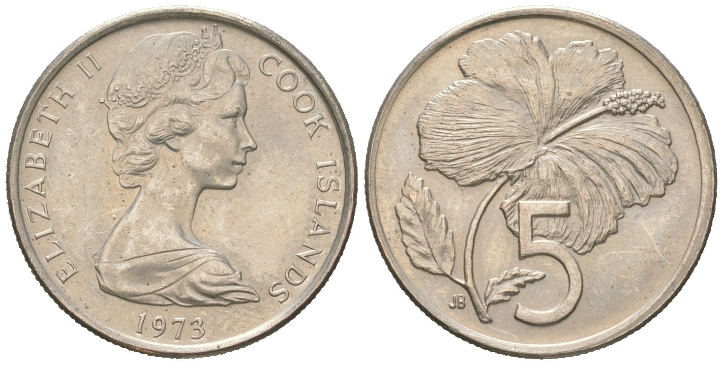 Острова Кука 5 центов 1973 KM 3 медно-никель aUNC 4618-1139
