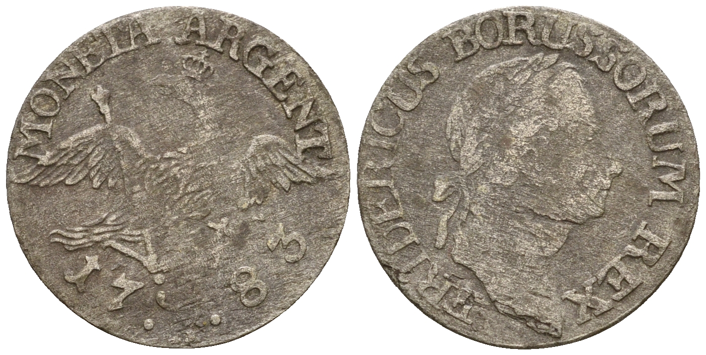 Пруссия 3 гроша 1783 Е, Фридрих II Великий (1740-1786) C # 21 серебро 220-755
