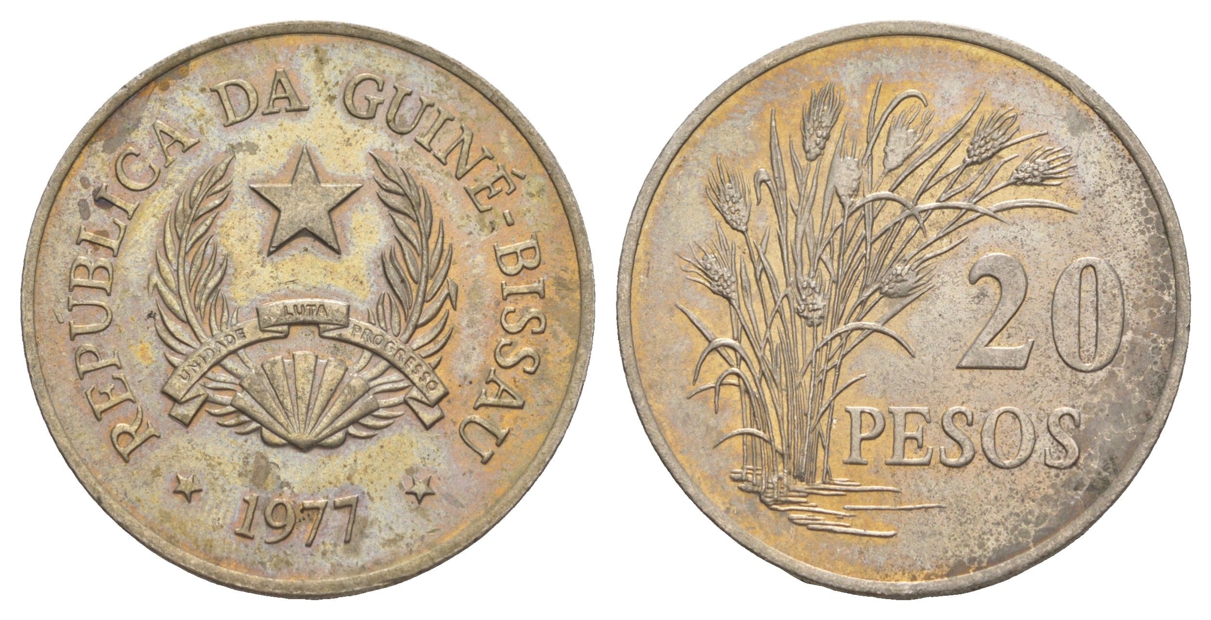 Гвинея-Бисау 20 песо 1977 KM 21 медно-никель aUNC 4168-236