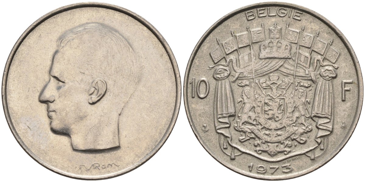 Бельгия 10 франков 1973 BELGIE KM 156 никель 4117-1132