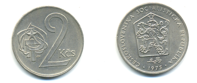 Чехословакия 2 кроны 1975 KM 75 медно-никель 89-1852