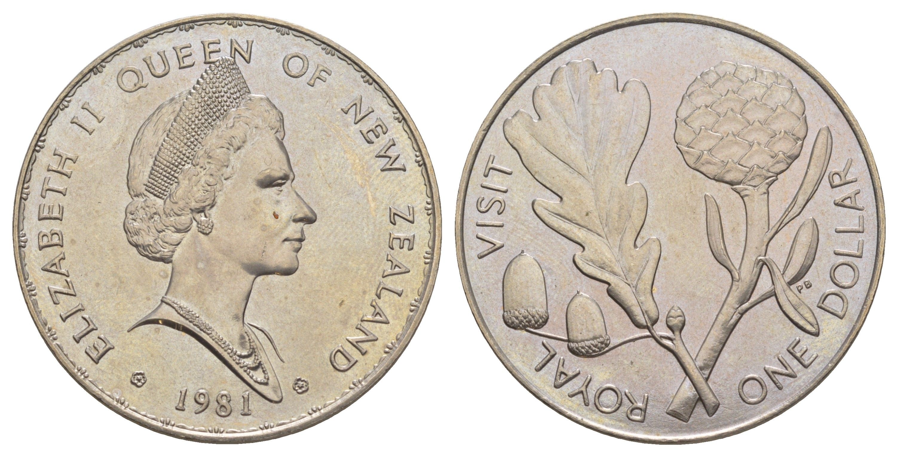 Новая Зеландия 1 доллар 1981 Королевский визит KM 50 медно-никель BU 1085-9-21