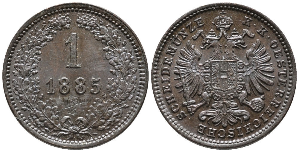АВСТРИЯ 1 КРЕЙЦЕР 1885 БОЛЬШОЙ ОРЁЛ KM 2187 медь 66-115