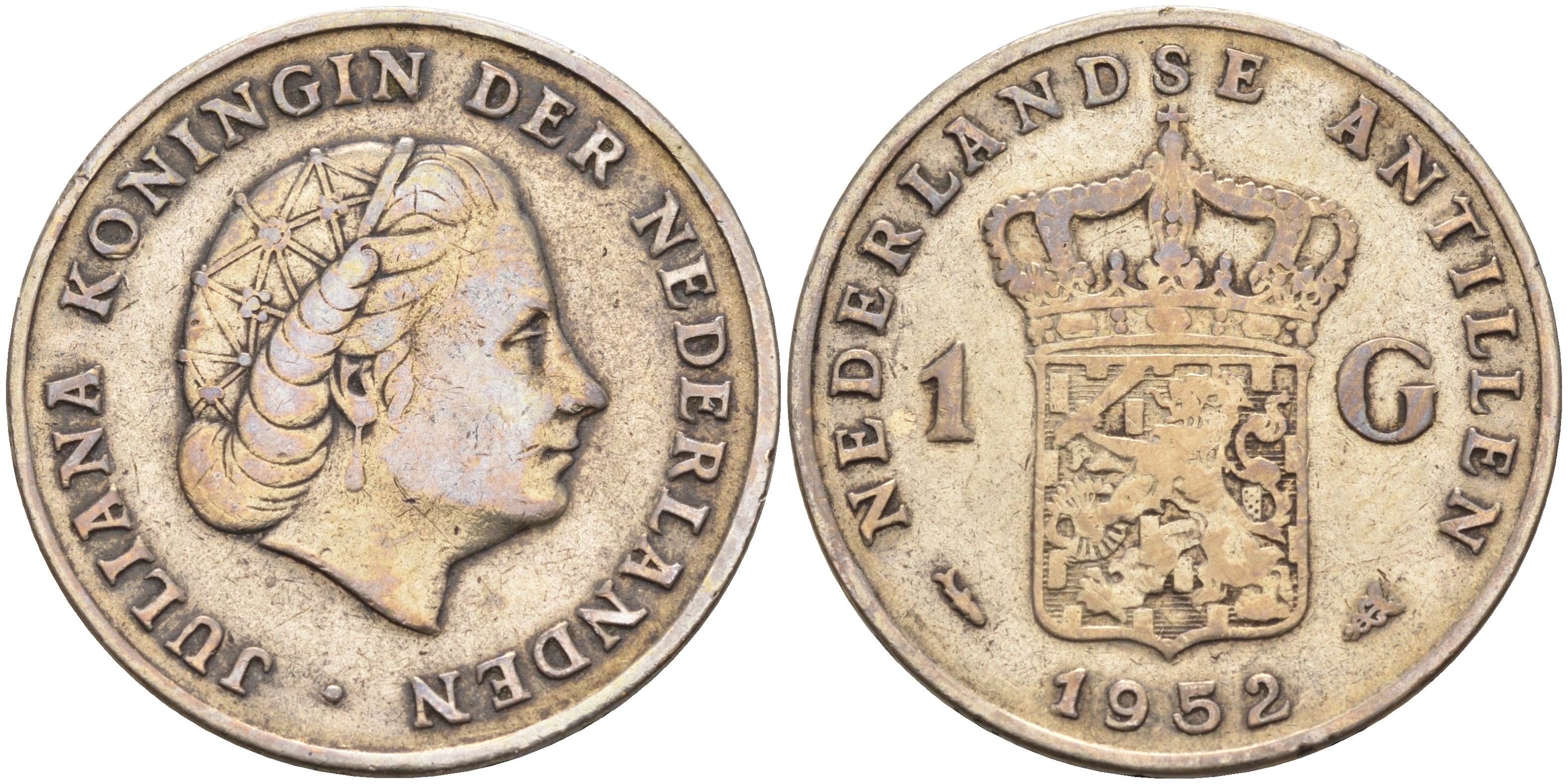 Нидерландские Антилы 1 гульден 1952 Юлиана (1948-1980) KM 2 серебро 4590-1126