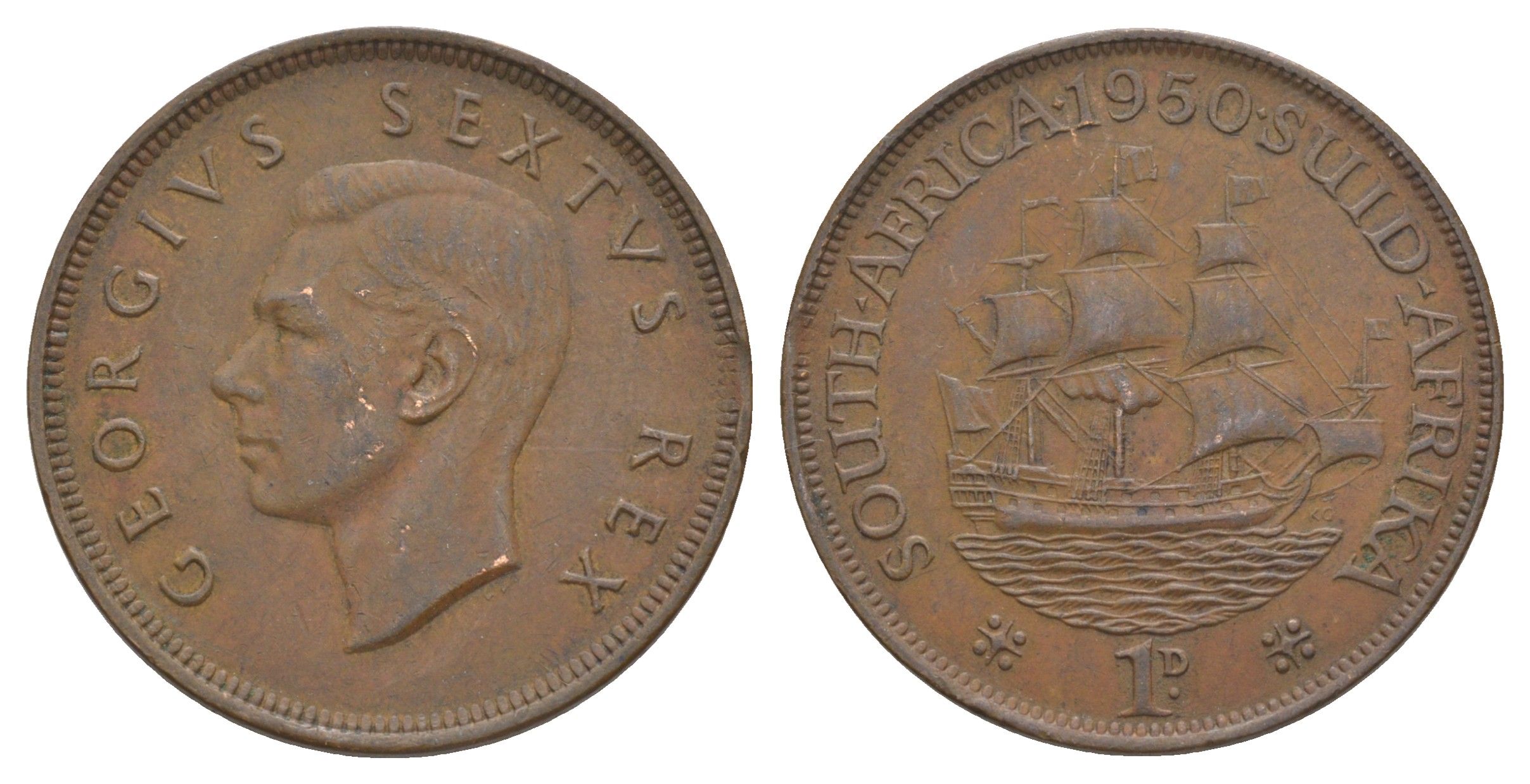 ЮАР 1 пенни 1950 KM 34.1 бронза 4645-1125