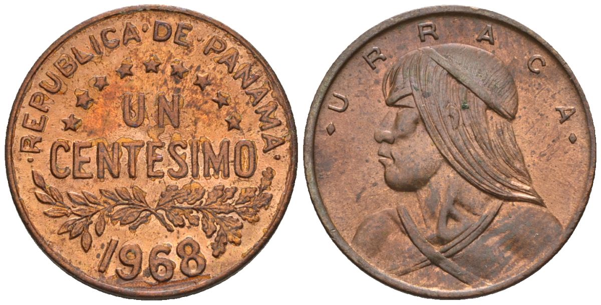 Панама 1 сентесимо 1968  KM 22 бронза  aUNC  4609-824