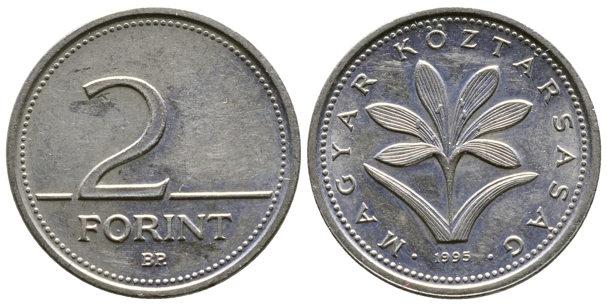 ВЕНГРИЯ 2 ФОРИНТА 1995 ВР KM 693 медно-никель 176-636