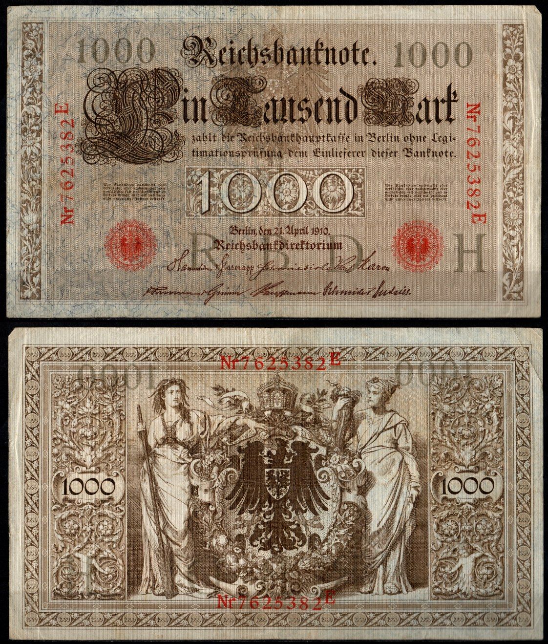 Германия 1000 марок 1910 Pick 44b (1) бумага 6267-24-2